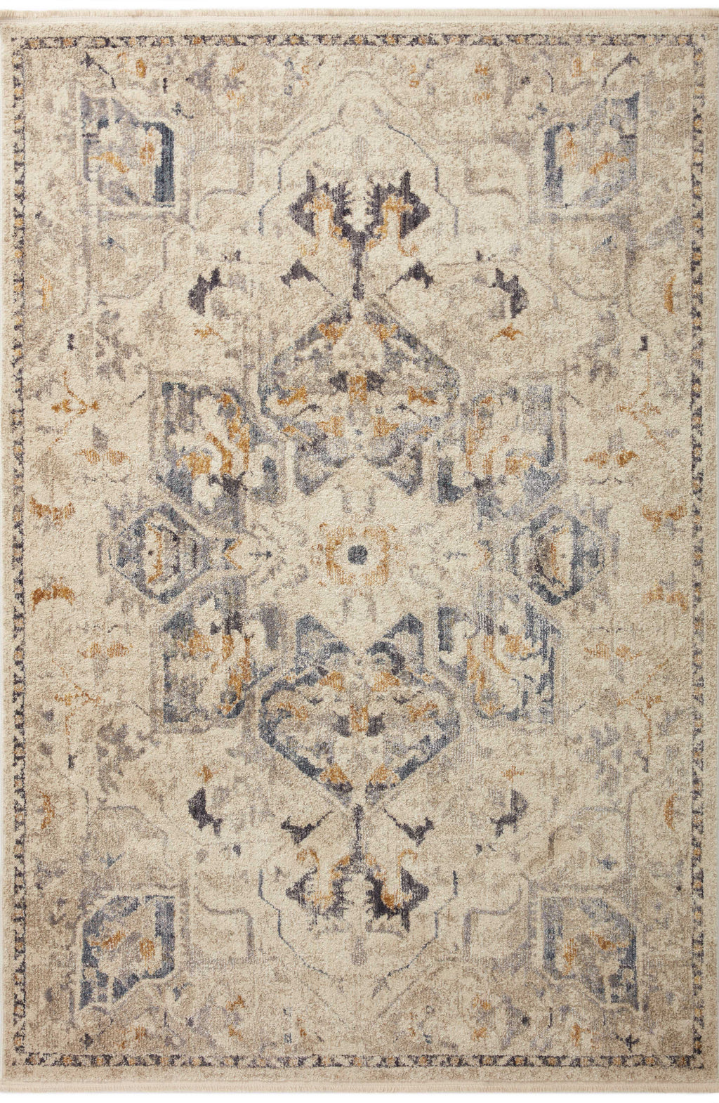 Janey Collection Rug  in  Natural / Indigo Beige Accent Power-Loomed Viscose