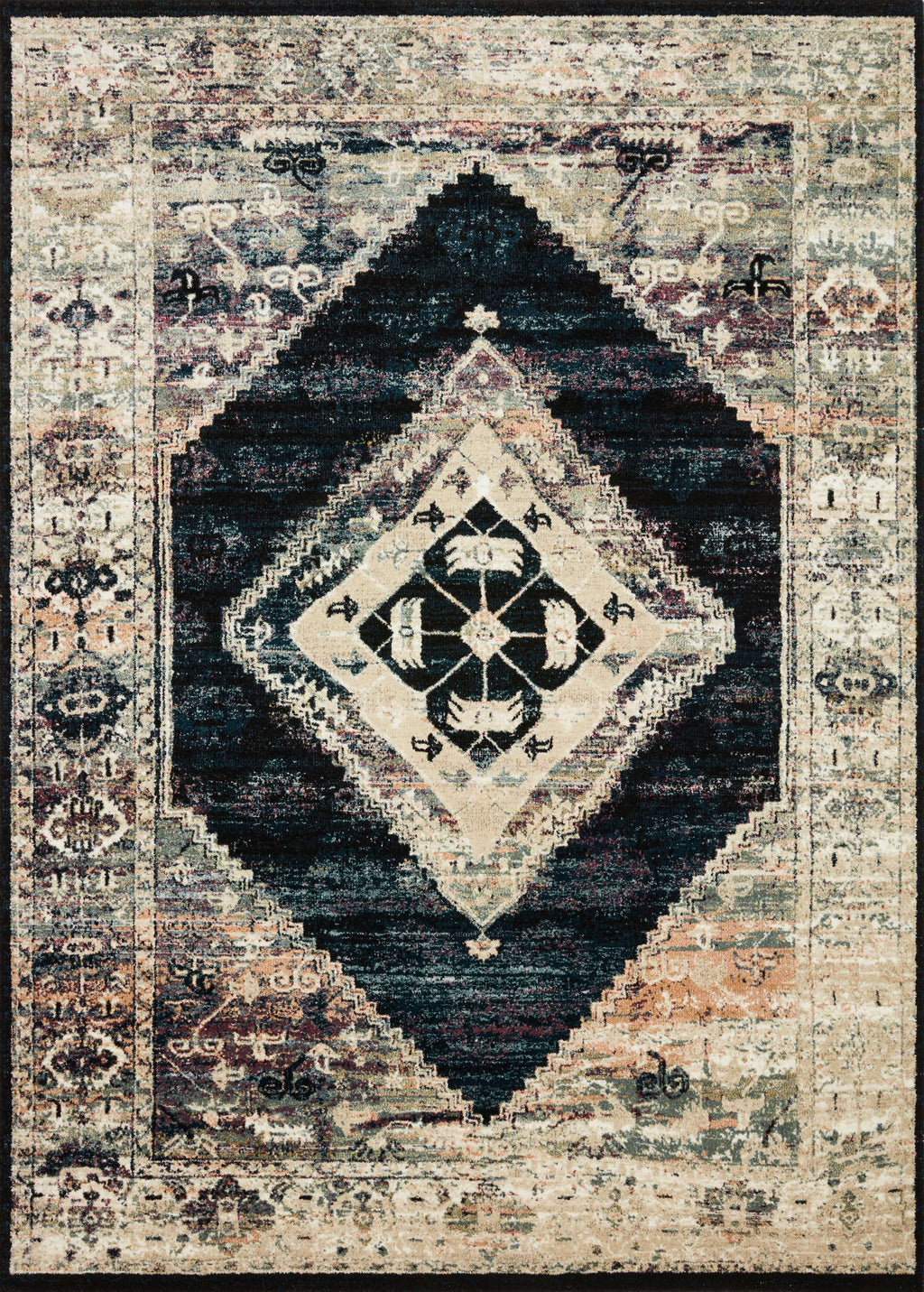 JASMINE Collection Rug  in  Ink / Multi Gray Accent Power-Loomed Jute/Wool
