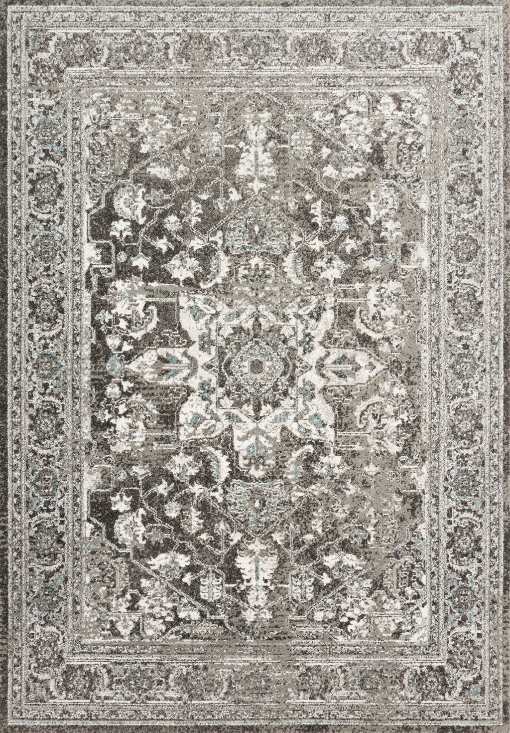 JOAQUIN Collection Rug  in  CHARCOAL / IVORY Gray Accent Power-Loomed Polypropylene