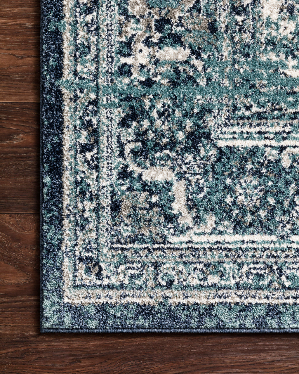 JOAQUIN Collection Rug  in  OCEAN / IVORY Blue Accent Power-Loomed Polypropylene