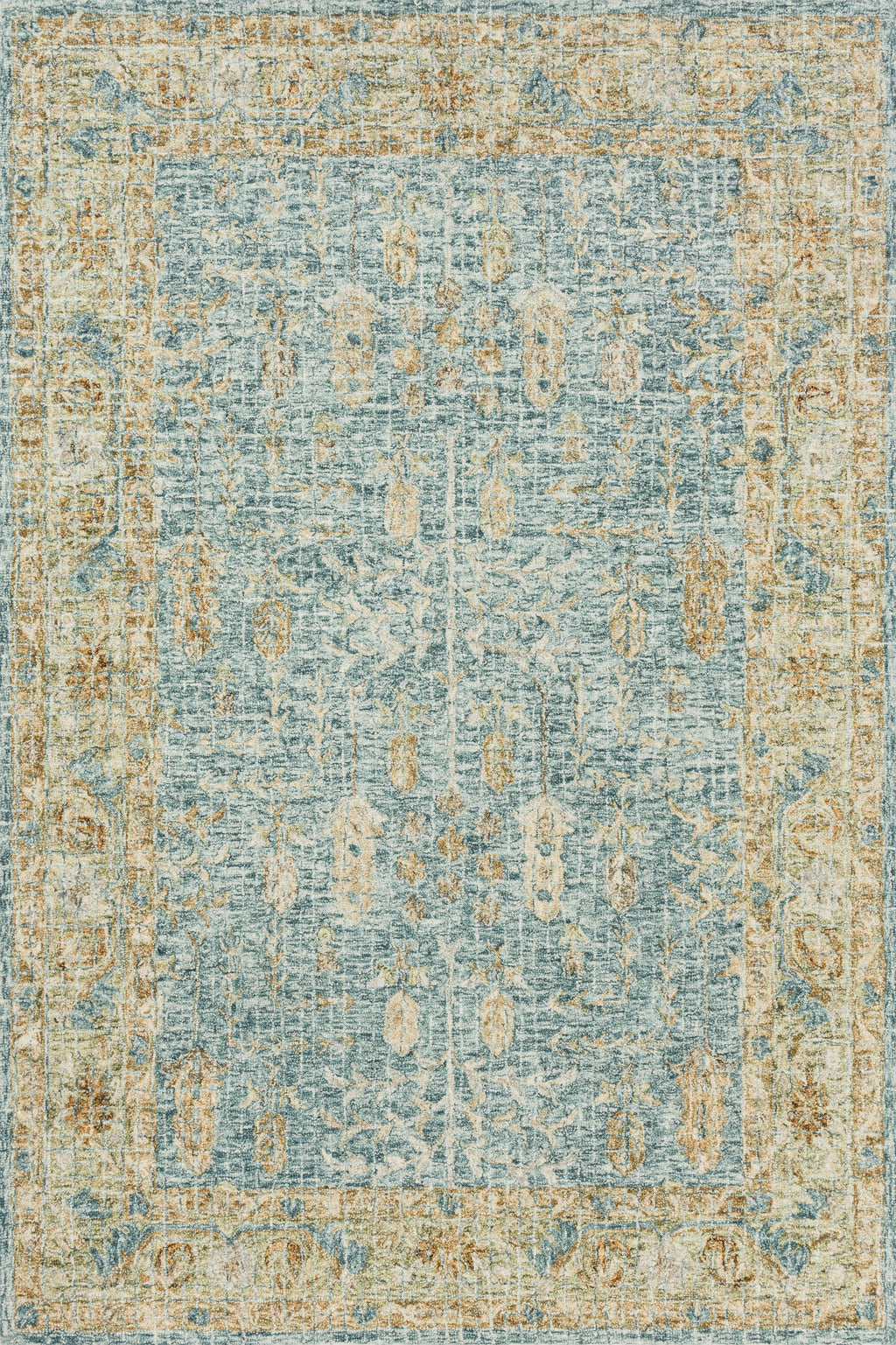 JULIAN Collection Wool Rug  in  BLUE / GOLD Blue Runner Hand-Hooked Wool