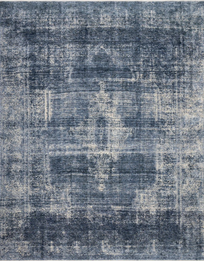 EVERLY Collection Wool/Viscose Rug in GREY / MIDNIGHT