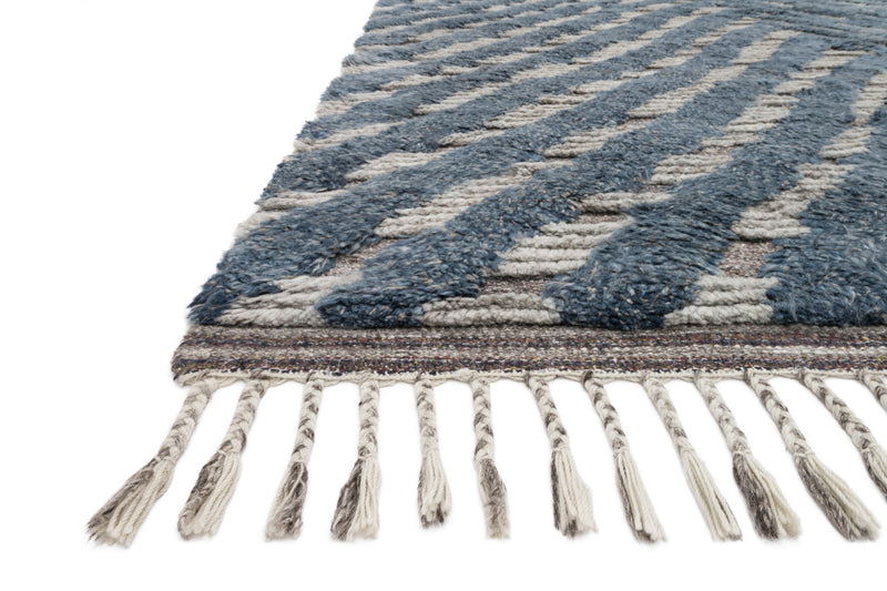 KHALID Collection Wool Rug  in  BLUE / PEWTER Blue Accent Hand-Knotted Wool