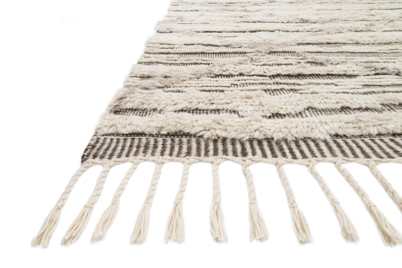 KHALID Collection Wool Rug  in  IVORY / TAUPE Ivory Accent Hand-Knotted Wool