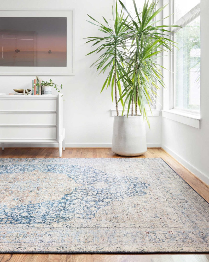 LAYLA Collection Rug in BLUE / TANGERINE