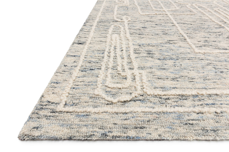 LEELA Collection Wool Rug  in  Sky / White Blue Accent Hand-Tufted Wool