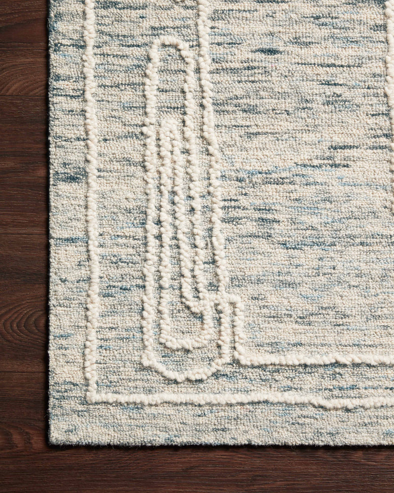 LEELA Collection Wool Rug  in  Sky / White Blue Accent Hand-Tufted Wool