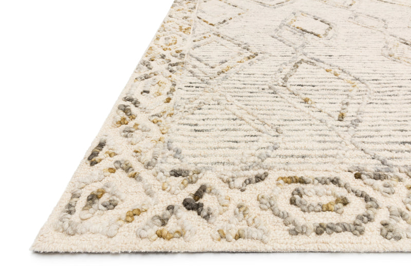 LEELA Collection Wool Rug  in  Ivory / Lagoon Ivory Accent Hand-Tufted Wool