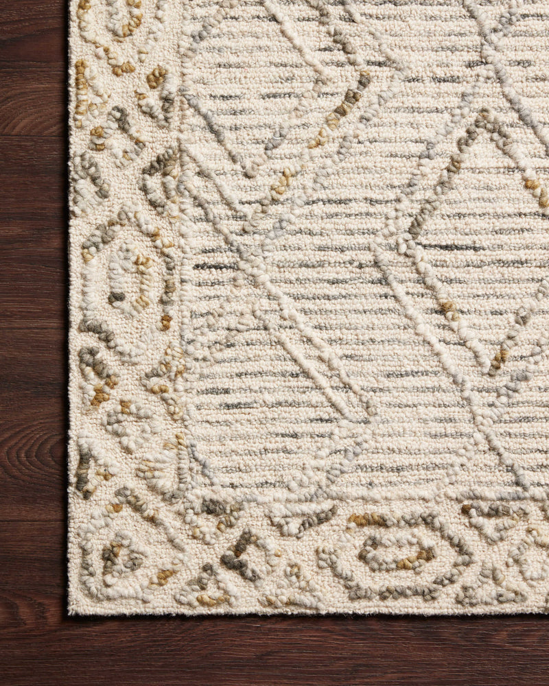LEELA Collection Wool Rug  in  Ivory / Lagoon Ivory Accent Hand-Tufted Wool