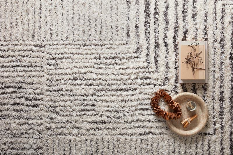 LEVITT Collection Rug  in  Ivory / Grey Ivory Accent Power-Loomed Polyester