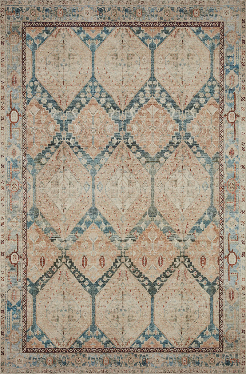 Lenna Collection Rug in OCEAN / APRICOT