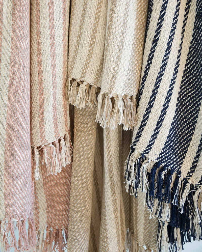 LORA Throw in BLUSH / IVORY Red Small Cotton