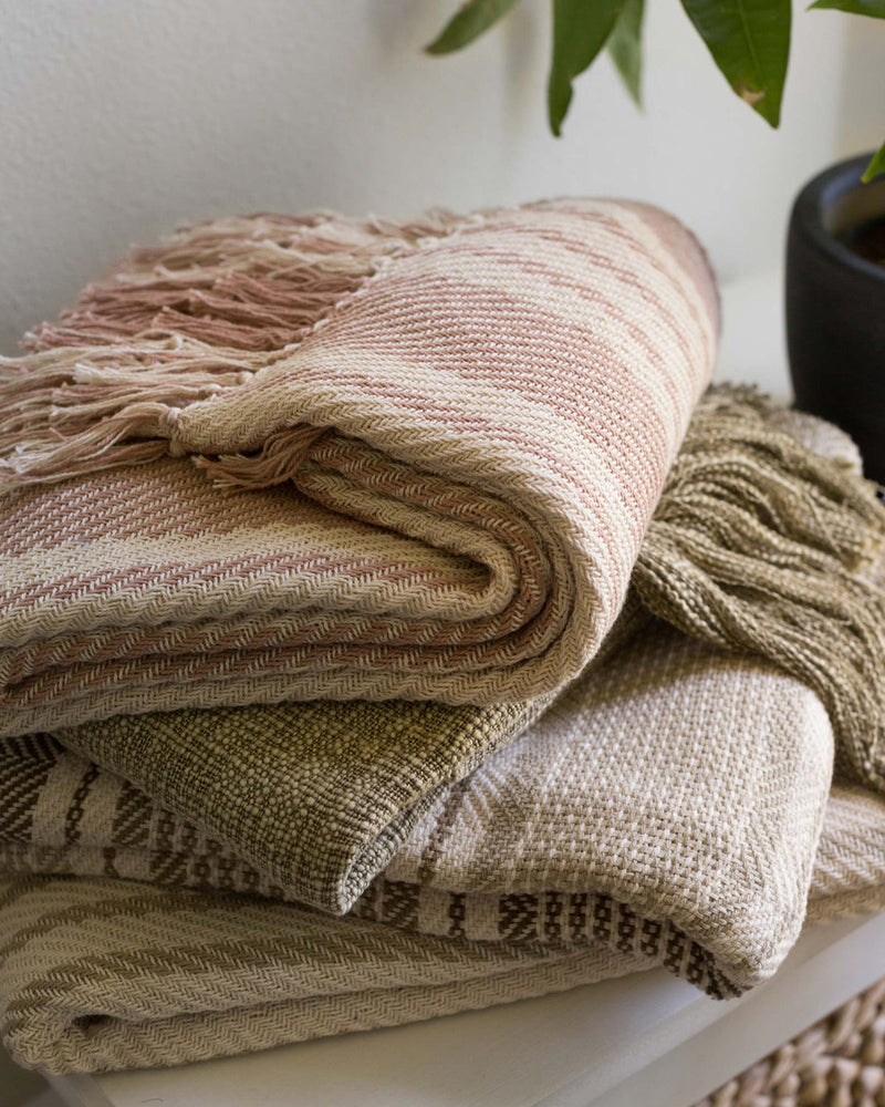 LORA Throw in BLUSH / IVORY Red Small Cotton