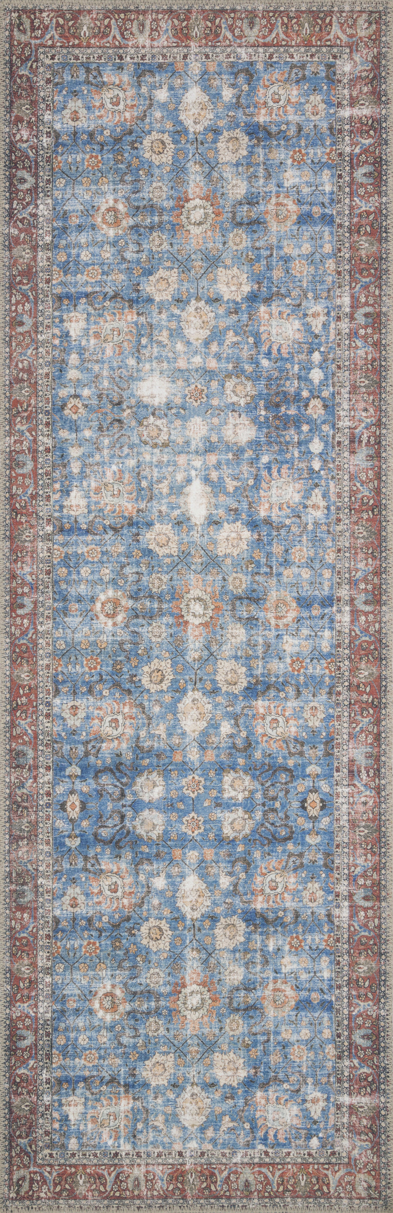 LOREN Collection Rug  in  BLUE / BRICK Blue Accent Power-Loomed Polyester