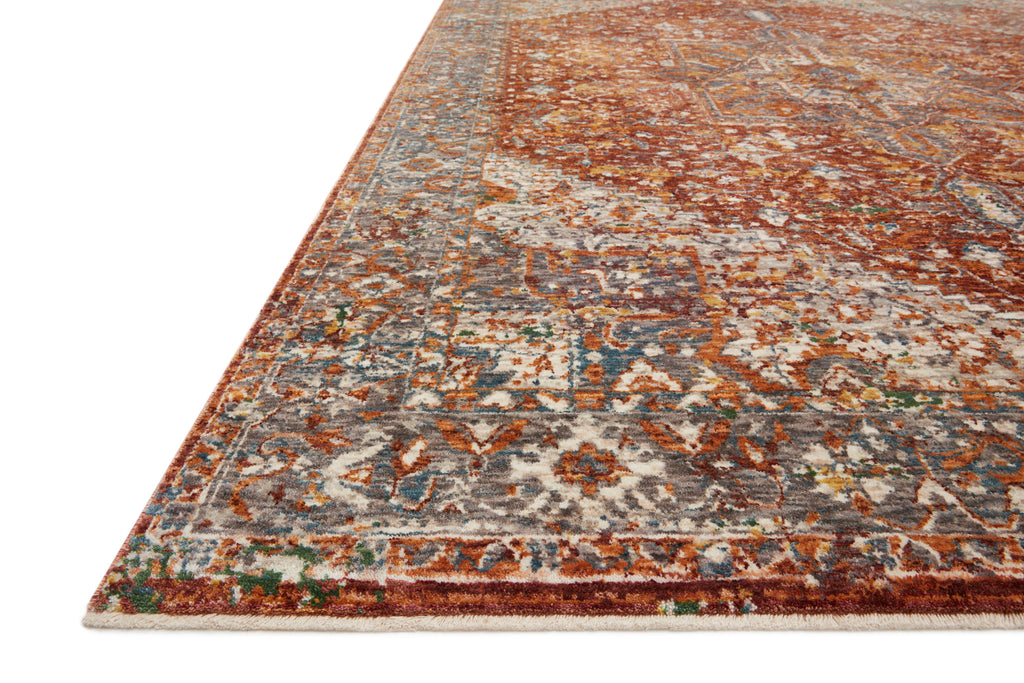 LOURDES Collection Rug  in  Rust / Multi Rust Accent Power-Loomed Polypropylene/Polyester
