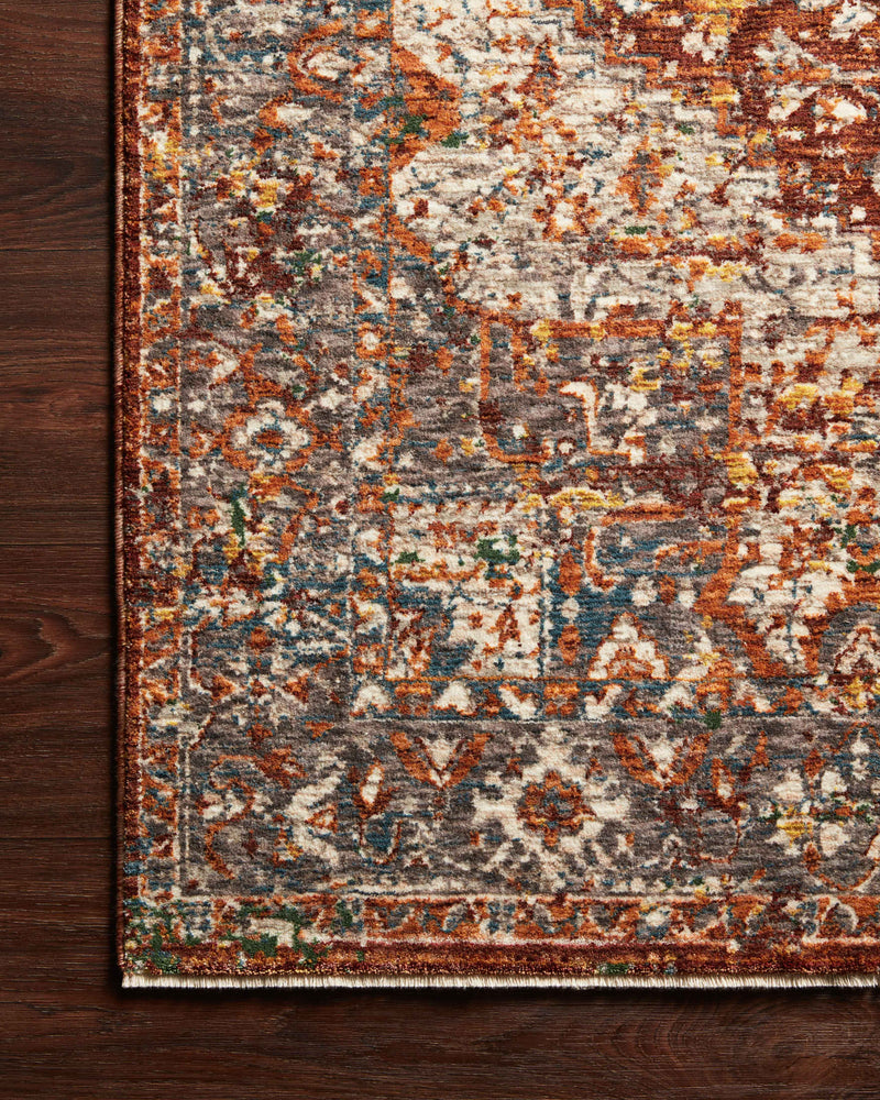 LOURDES Collection Rug  in  Rust / Multi Rust Accent Power-Loomed Polypropylene/Polyester