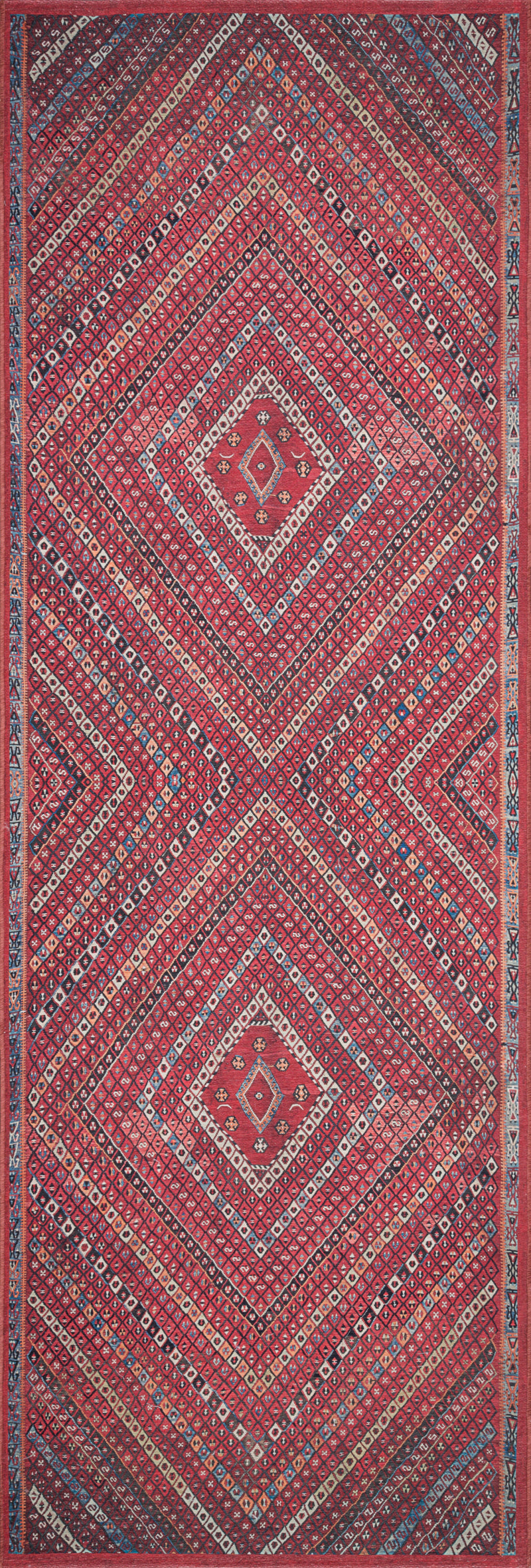 LUCCA Collection Wool/Viscose Rug  in  RED / MULTI Red Accent Power-Loomed Wool/Viscose