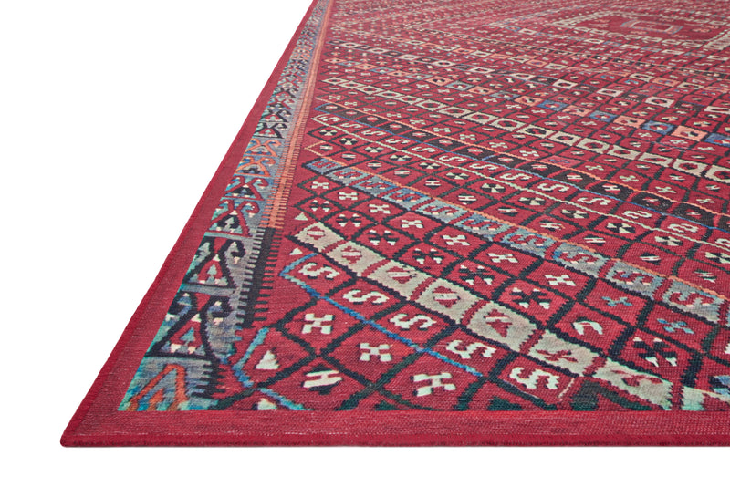 LUCCA Collection Wool/Viscose Rug  in  RED / MULTI Red Accent Power-Loomed Wool/Viscose