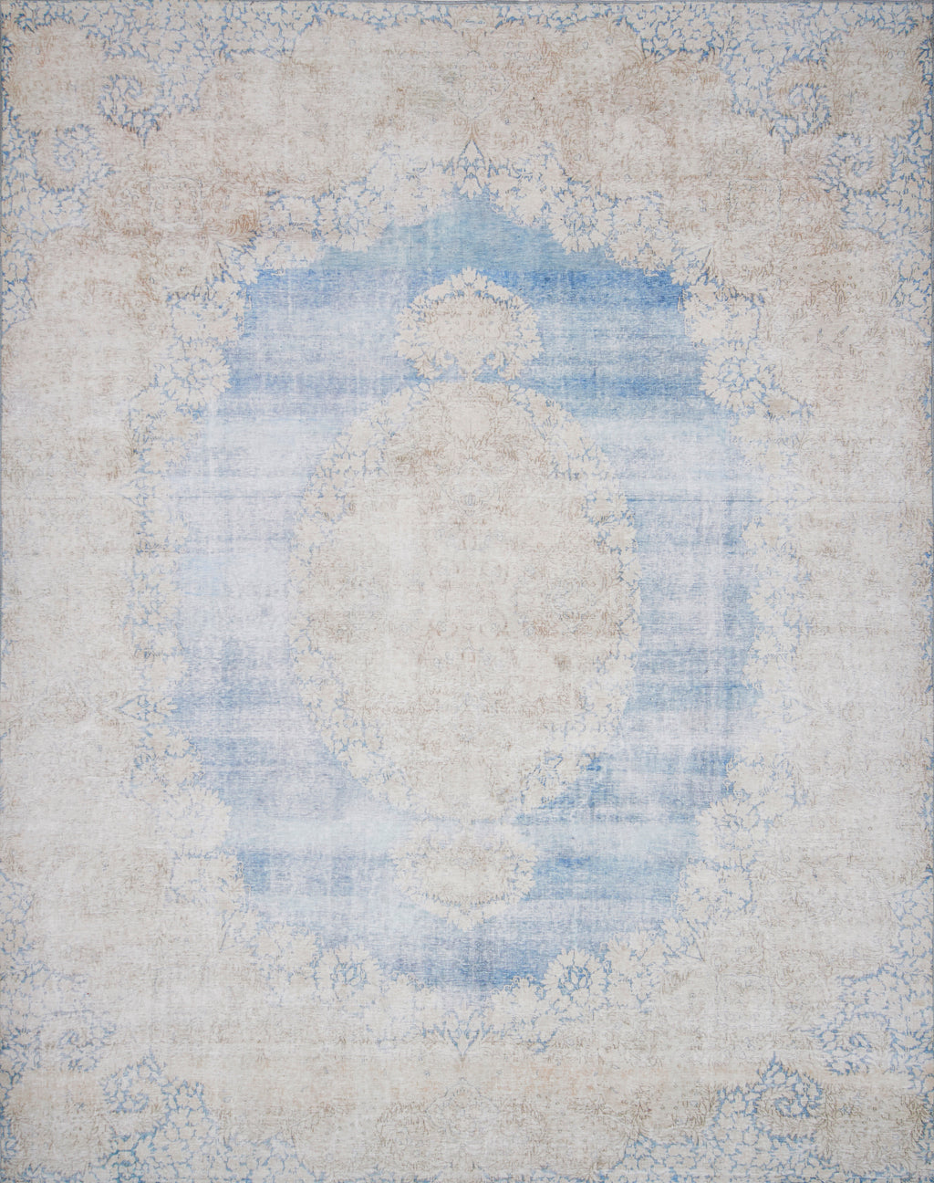 LUCCA Collection Wool/Viscose Rug  in  LT. BLUE / SAND Blue Accent Power-Loomed Wool/Viscose