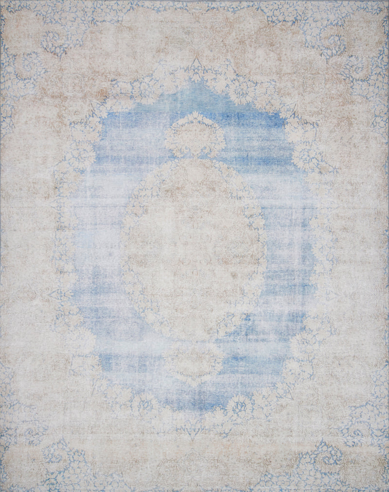 LUCCA Collection Wool/Viscose Rug  in  LT. BLUE / SAND Blue Accent Power-Loomed Wool/Viscose