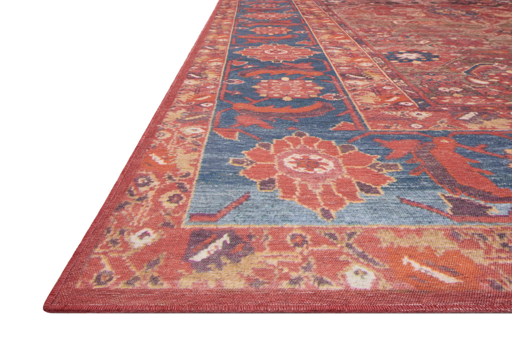 LUCCA Collection Wool/Viscose Rug  in  RUST / BLUE Rust Accent Power-Loomed Wool/Viscose