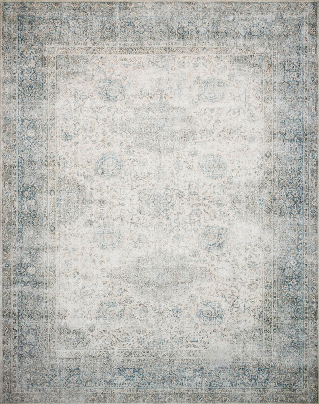LUCCA Collection Wool/Viscose Rug  in  MIST / IVORY Beige Accent Power-Loomed Wool/Viscose