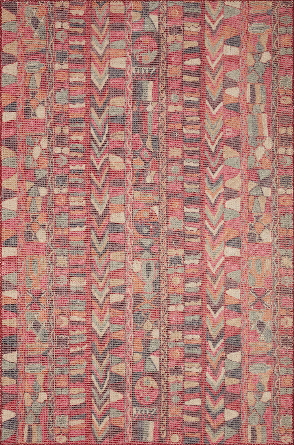 MALIK Collection Rug  in  FUCHSIA / MULTI Red Accent Power-Loomed Polyester