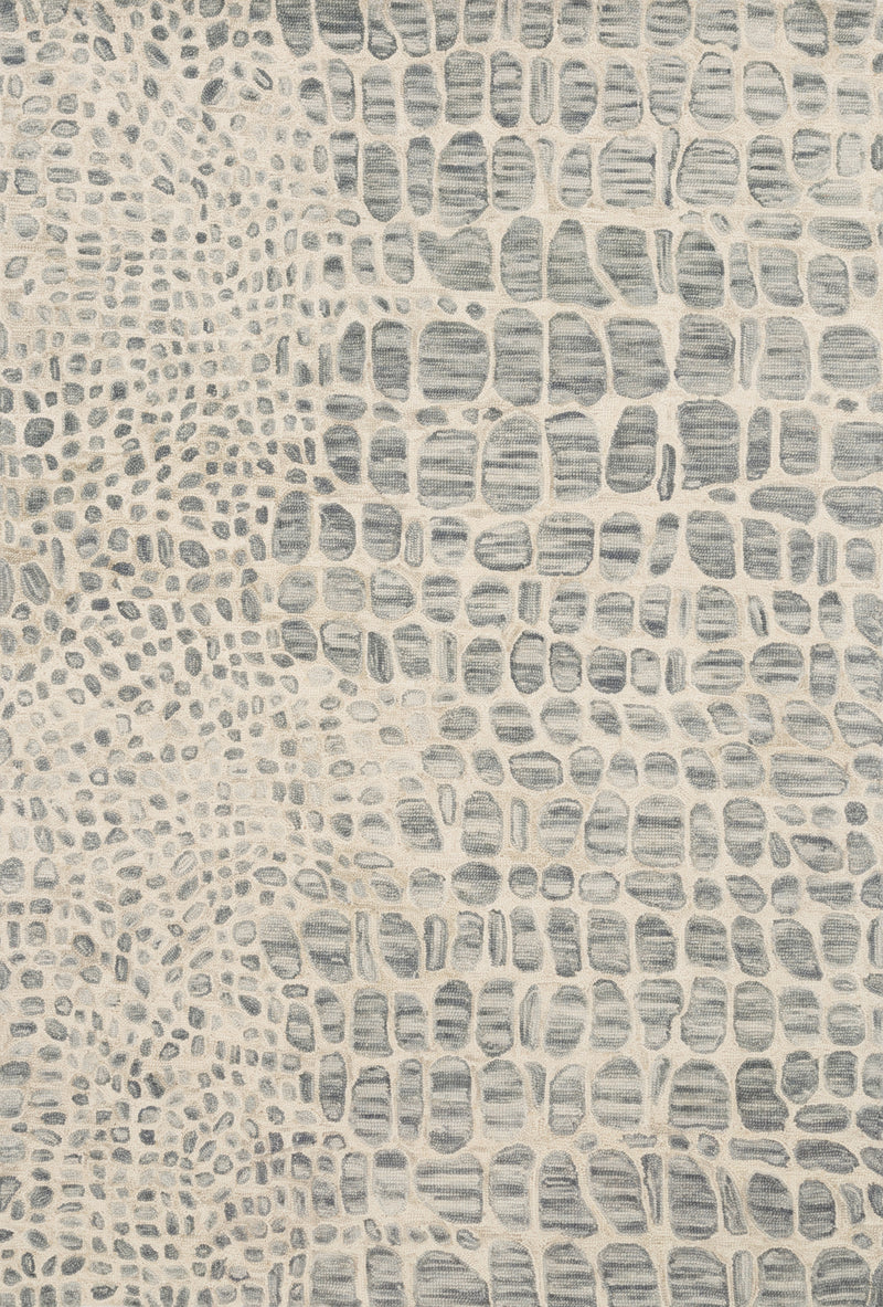 MASAI Collection Wool Rug  in  SILVER GREY / IVORY Gray Accent Hand-Hooked Wool