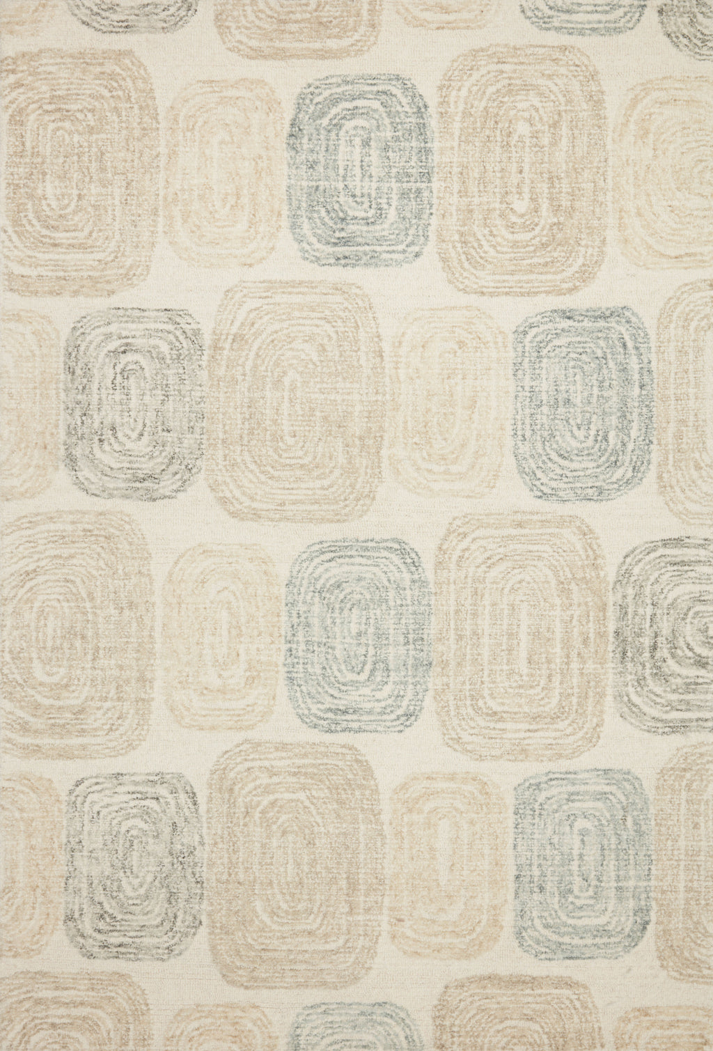 MILO Collection Wool Rug  in  Teal / Neutral Blue Accent Hand-Tufted Wool