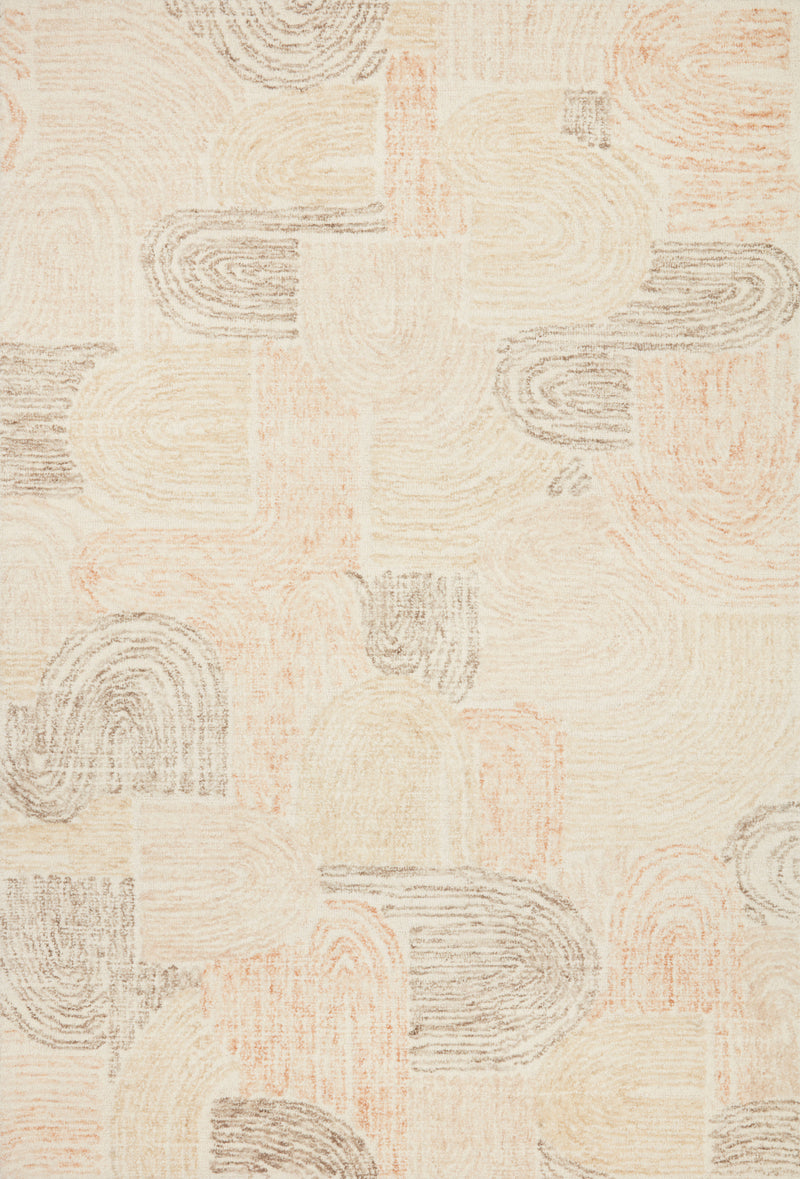 MILO Collection Wool Rug  in  Peach / Pebble Orange Accent Hand-Tufted Wool