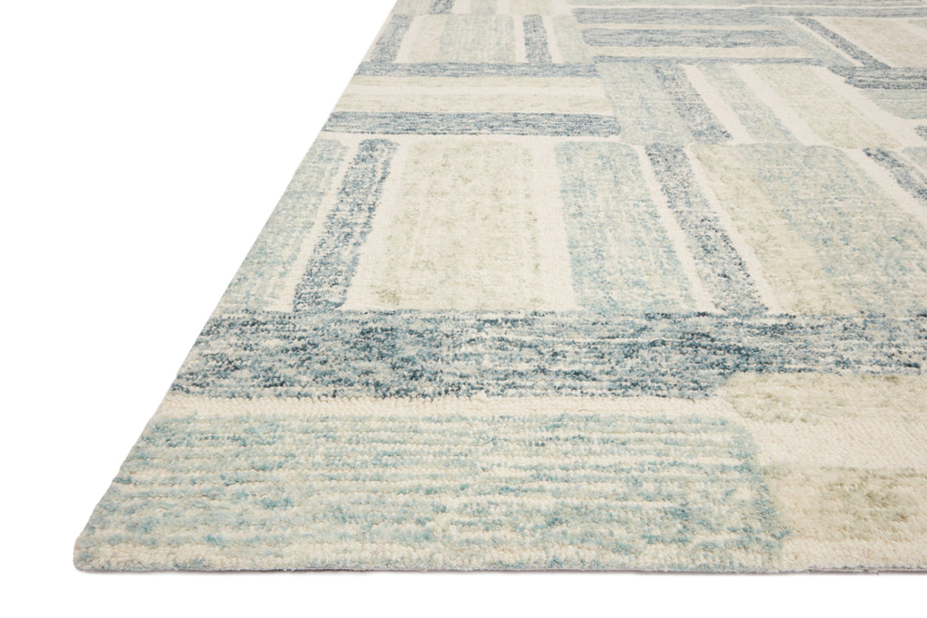 MILO Collection Wool Rug  in  Aqua / Denim Blue Accent Hand-Tufted Wool