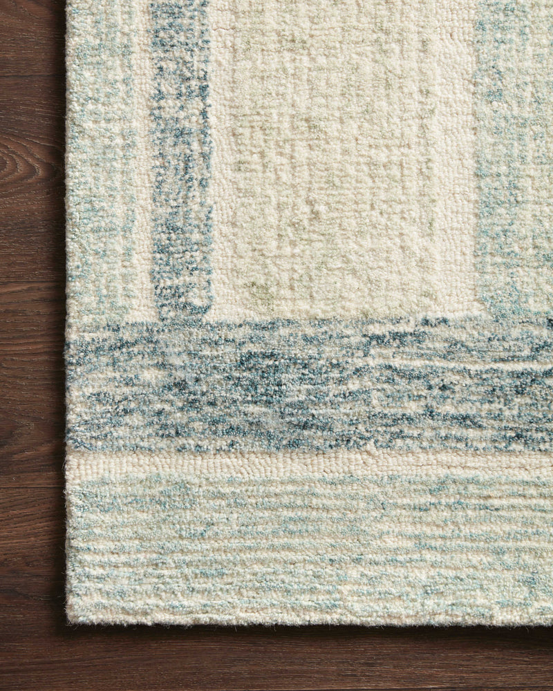 MILO Collection Wool Rug  in  Aqua / Denim Blue Accent Hand-Tufted Wool