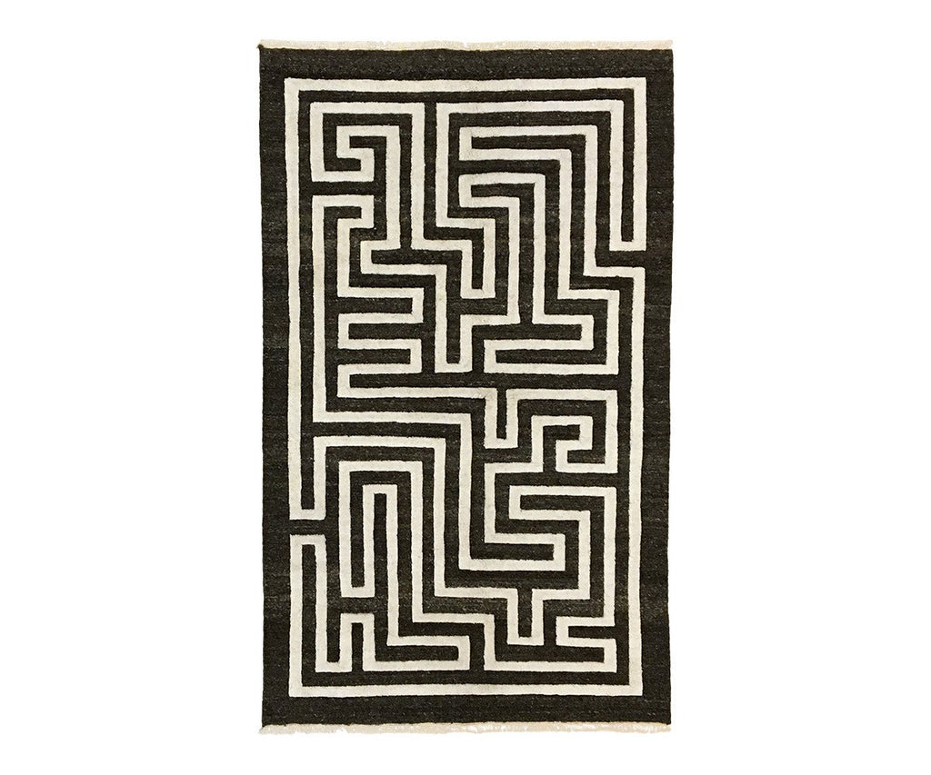 Maze Handwoven Rug in Dark Wool 