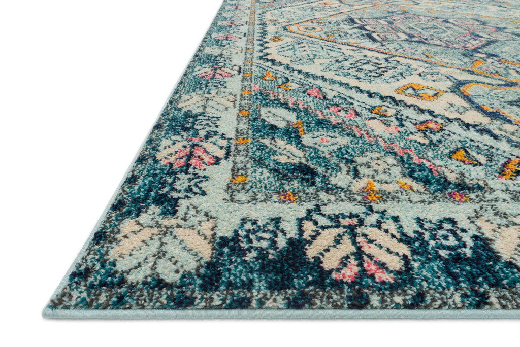 NADIA Collection Rug  in  AQUA / NAVY Blue Runner Power-Loomed Polypropylene