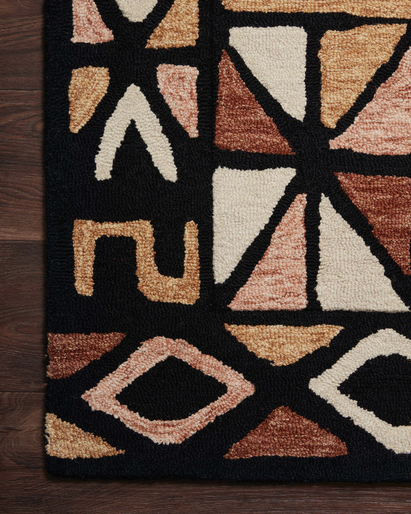 NALA Collection Wool Rug  in  SPICE / BLACK Red Accent Hand-Tufted Wool