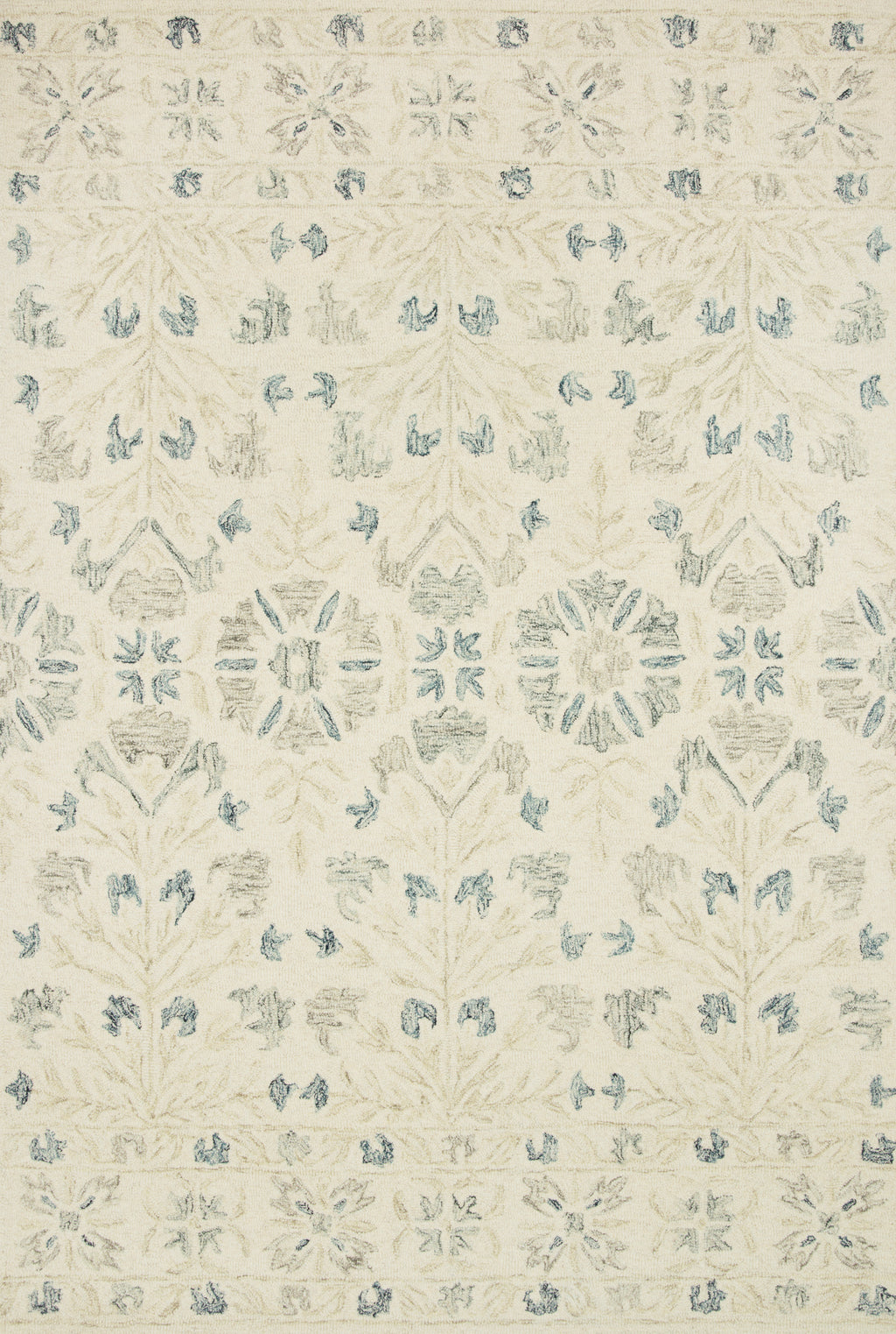 NORABEL Collection Wool Rug  in  IVORY / GREY Ivory Accent Hand-Hooked Wool