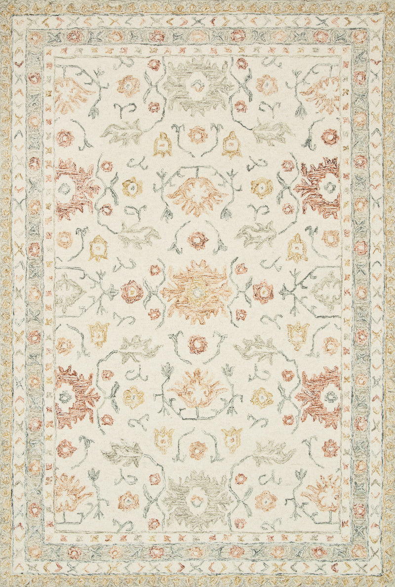 NORABEL Collection Wool Rug  in  IVORY / RUST Ivory Accent Hand-Hooked Wool