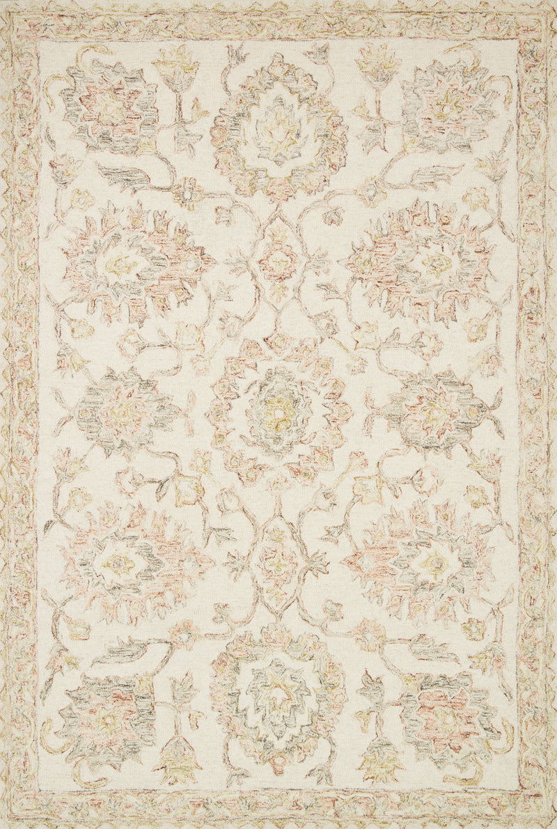 NORABEL Collection Wool Rug  in  IVORY / BLUSH Ivory Accent Hand-Hooked Wool