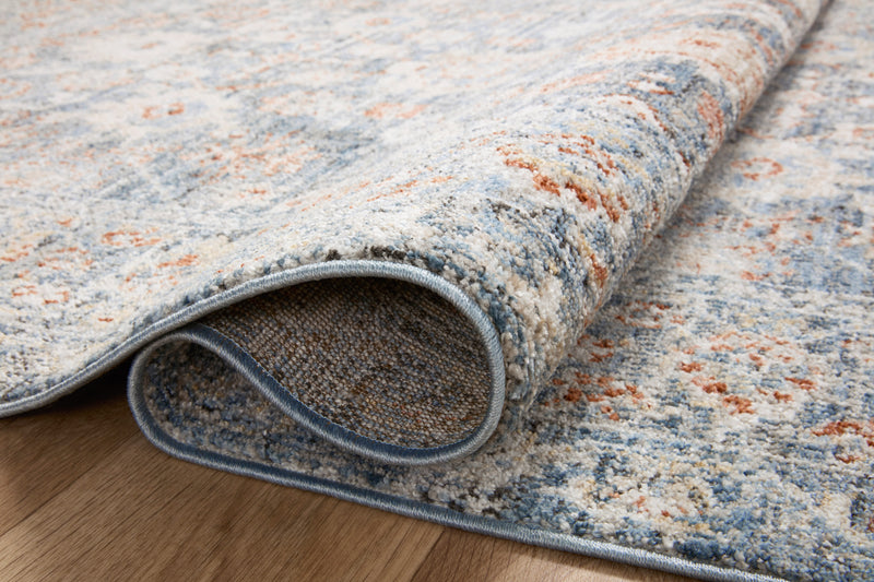 ODETTE Collection Rug  in  Sky / Rust Blue Accent Power-Loomed Polyester