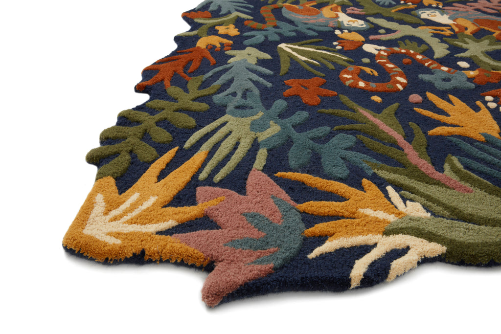 OPTIMISM Collection Wool Rug  in  NAVY / MULTI Blue Accent Hand-Tufted Wool