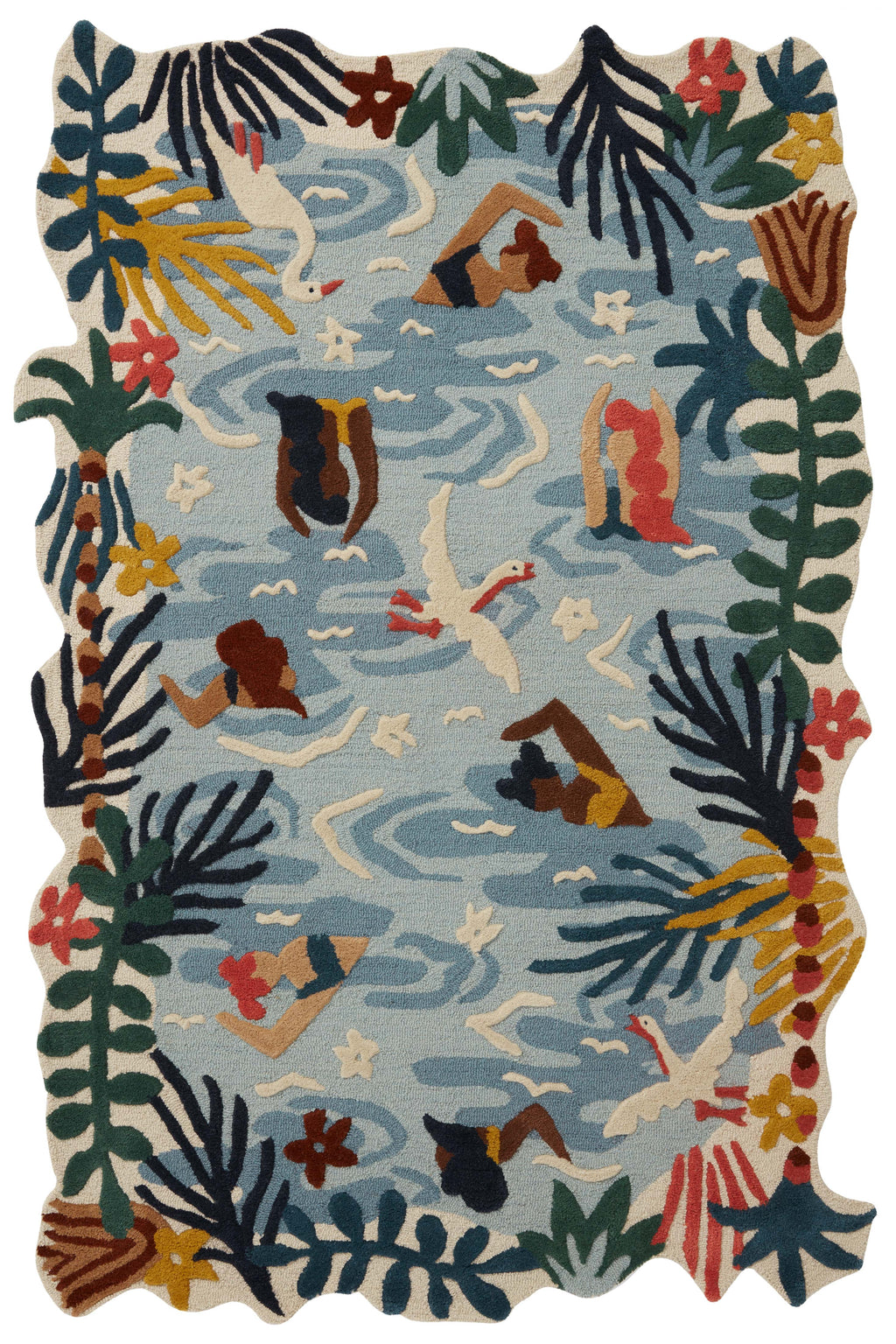 OPTIMISM Collection Wool Rug  in  OCEAN / MULTI Blue Accent Hand-Tufted Wool