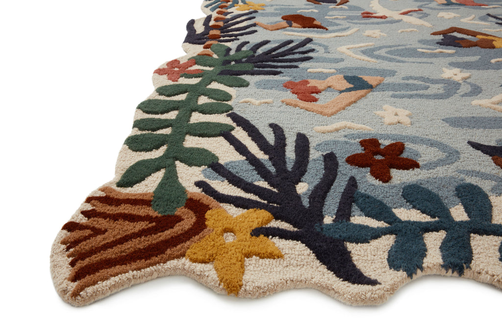 OPTIMISM Collection Wool Rug  in  OCEAN / MULTI Blue Accent Hand-Tufted Wool