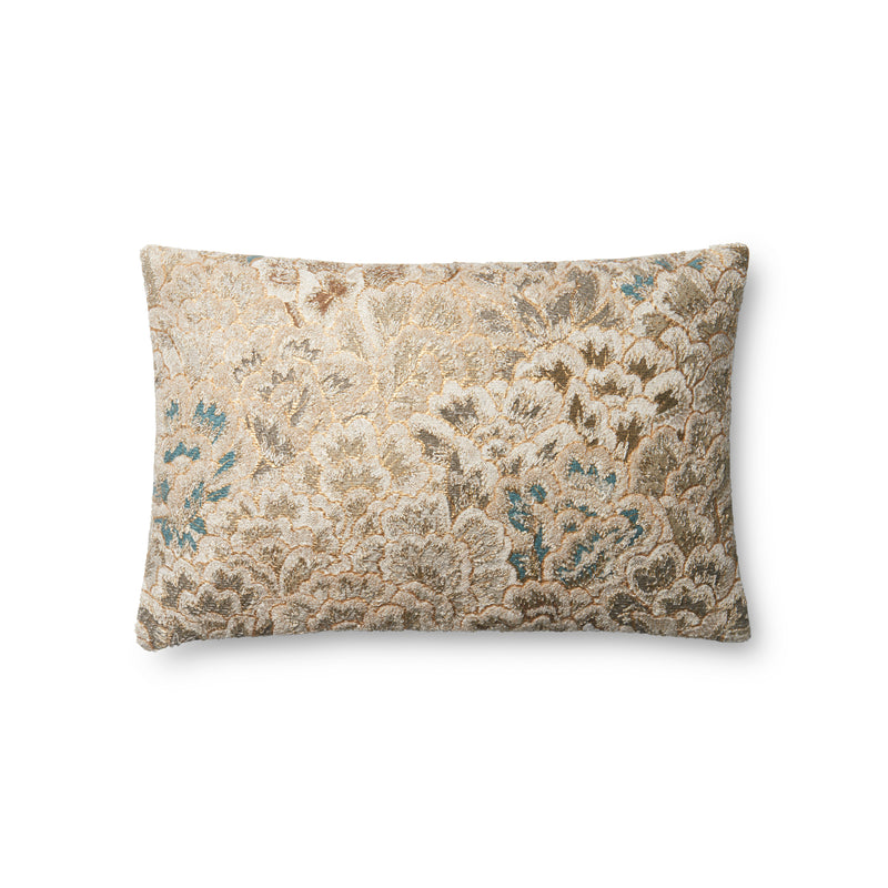 Cotton | Recycled Sari Silk 13" x 21" & 22" x 22" Pillow in SILVER / MULTI