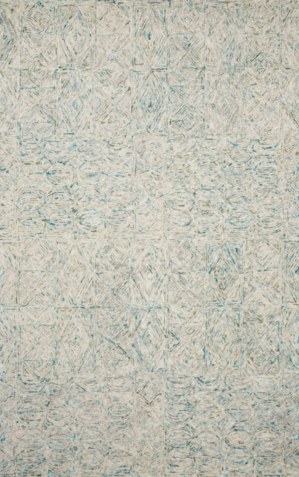 PEREGRINE Collection Wool Rug  in  AQUA Blue Runner Hand-Tufted Wool