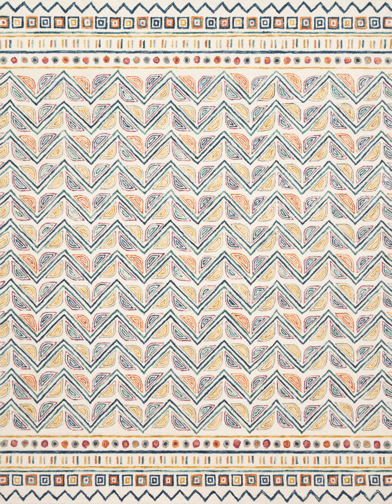 PRITI Collection Wool Rug  in  IVORY / MULTI Ivory Accent Hand-Hooked Wool
