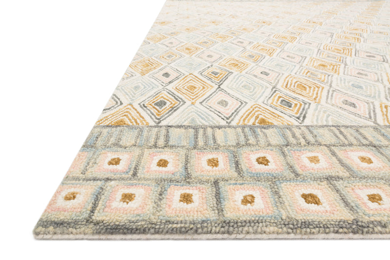 PRITI Collection Wool Rug  in  MIST / GOLD Beige Accent Hand-Hooked Wool