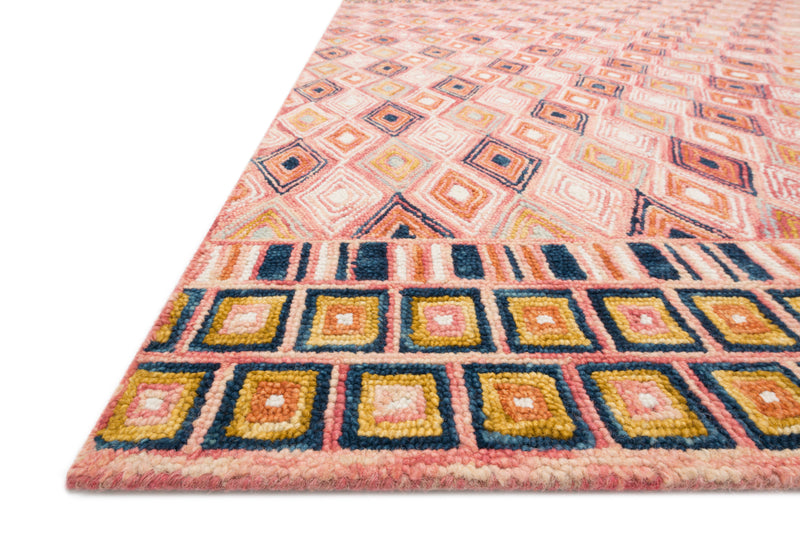 PRITI Collection Wool Rug  in  PINK / SUNSET Pink Accent Hand-Hooked Wool