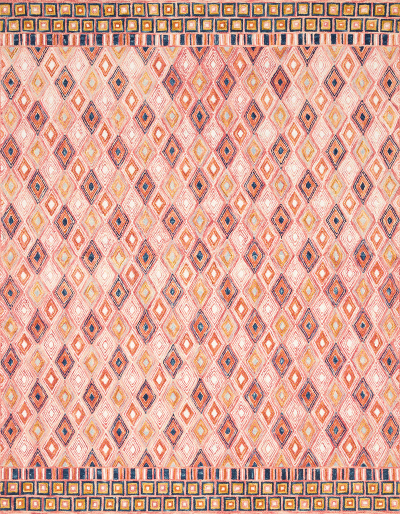 PRITI Collection Wool Rug  in  PINK / SUNSET Pink Accent Hand-Hooked Wool