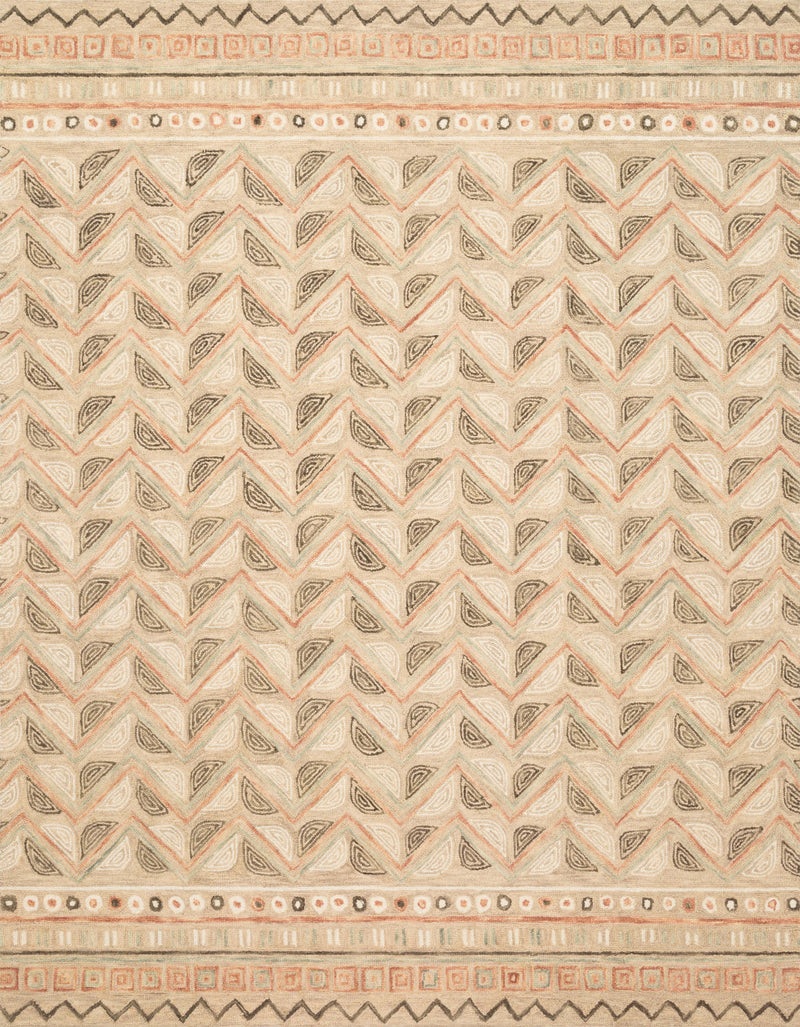 PRITI Collection Wool Rug  in  TAUPE / MULTI Beige Accent Hand-Hooked Wool