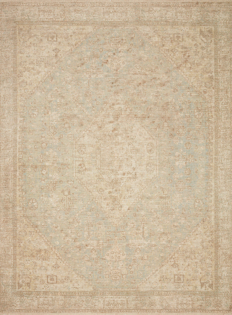 PRIYA Collection Wool/Viscose Rug  in  Ocean / Ivory Blue Accent Hand-Woven Wool/Viscose